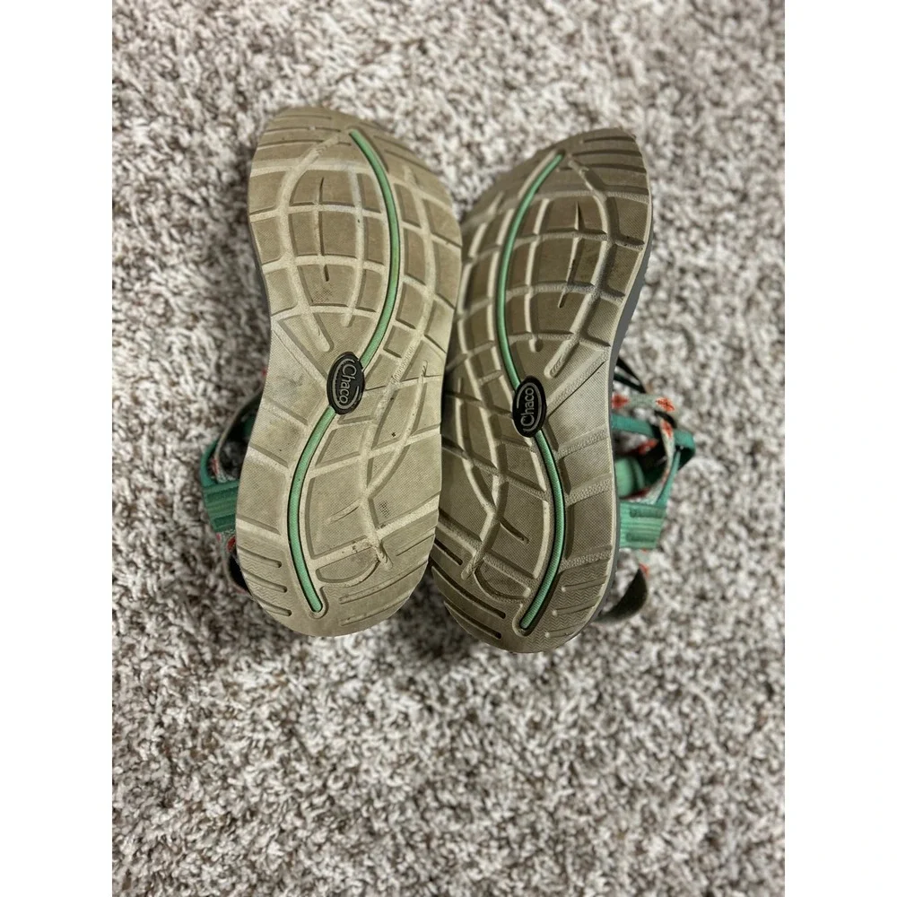 Chaco Z Cloud 2 Women 10 Green Orange Geometric Strappy Toe Loop Sport Sandals